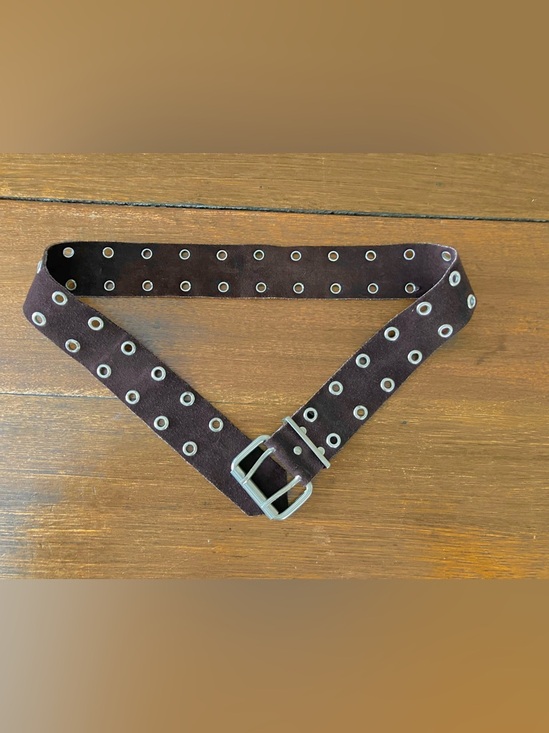 Accessories - Dark Brown Boho Suede Belt with Grommets